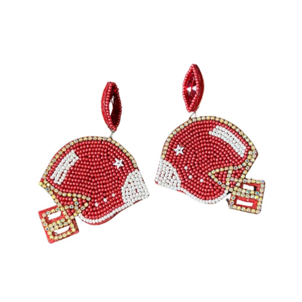 Beaded Football Helmet Earrings‎